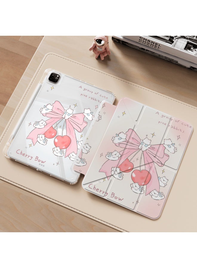 Rbp Compatible With  Ipad 11/10th Gen 11-inch Tablet, 3-year Foldable Protective Case, High Transparency Acrylic, Air Cushion For Anti-bending, Shockproof, Multi-angle With Pen Holder - Sweet Pink Rabbit - Image 1