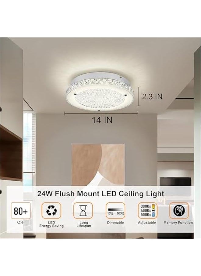 Arabest LED Crystal Flush Mount Ceiling Light Fixture for Living Room Dining Room Hallway Modern Kitchen Lighting Fixtures.  - Image 3