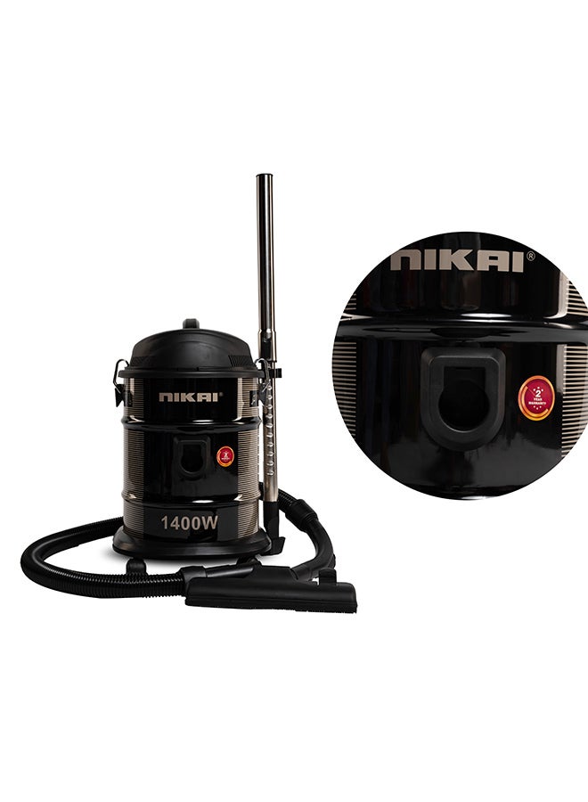 NIKAI 17 Liter Drum Vacuum Cleaner, Blower Function, Low-Noise Level, Dust Full Indicator, Metal Telescopic Tube 17 L 1400 W NVC990TX Black - Image 2