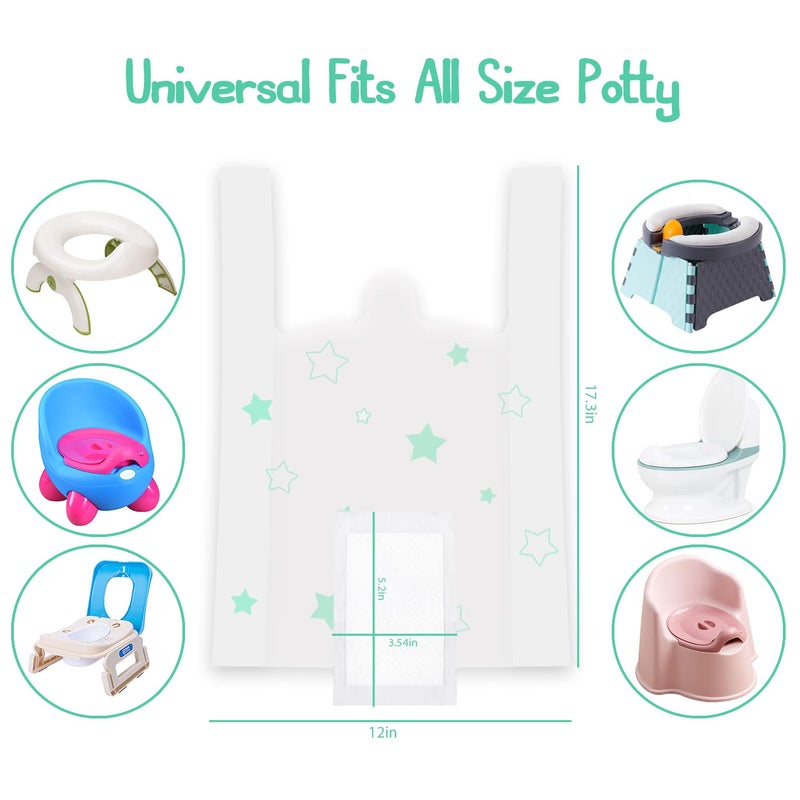 Sundee Potty Chair Liners, Portable Disposable Potty Liner Bags for Universal Potty Training Toilet Seat, Toddler Outdoors Travel Baby Toilet Liners - 60 Pack - Image 2