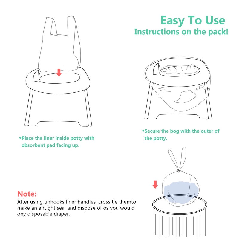 Sundee Potty Chair Liners, Portable Disposable Potty Liner Bags for Universal Potty Training Toilet Seat, Toddler Outdoors Travel Baby Toilet Liners - 60 Pack - Image 3