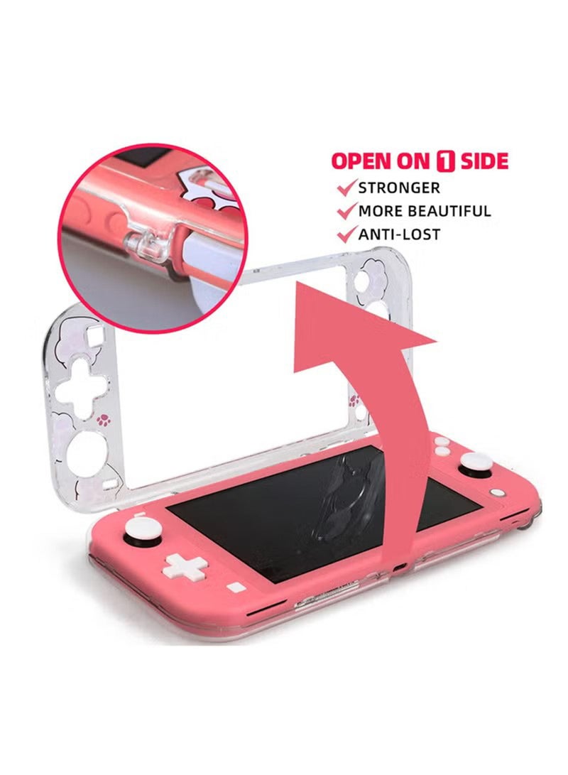Protective Case for Switch Lite Clear Hard PC Case Cover Split Design Shockproof Generici Scratch Shell Accessories for Switch Lite and Joycon Controller Cute Pink Cat Paw - Image 2