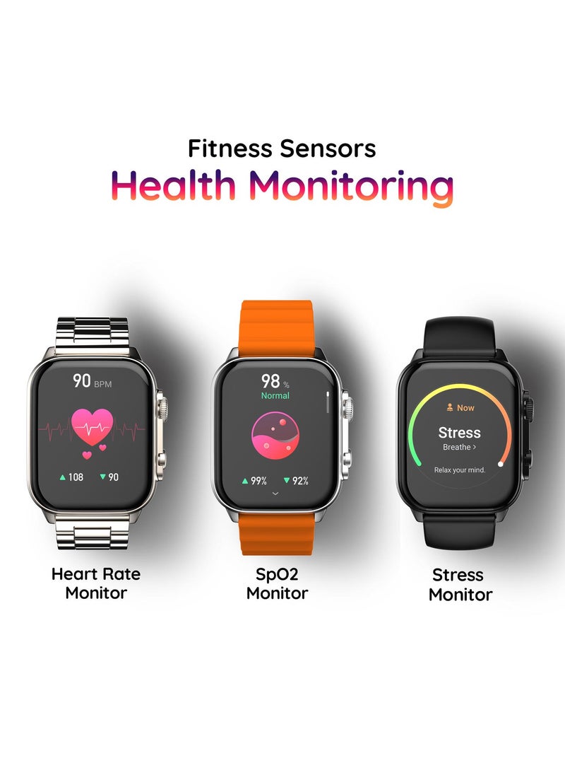 Astra 1.96" AMOLED Smartwatch for Men and Women, Always On Display, Bluetooth Calling, Voice Assistant, Heart Rate Monitoring, SpO2, Multi-Sports Modes, Wildfire Orange