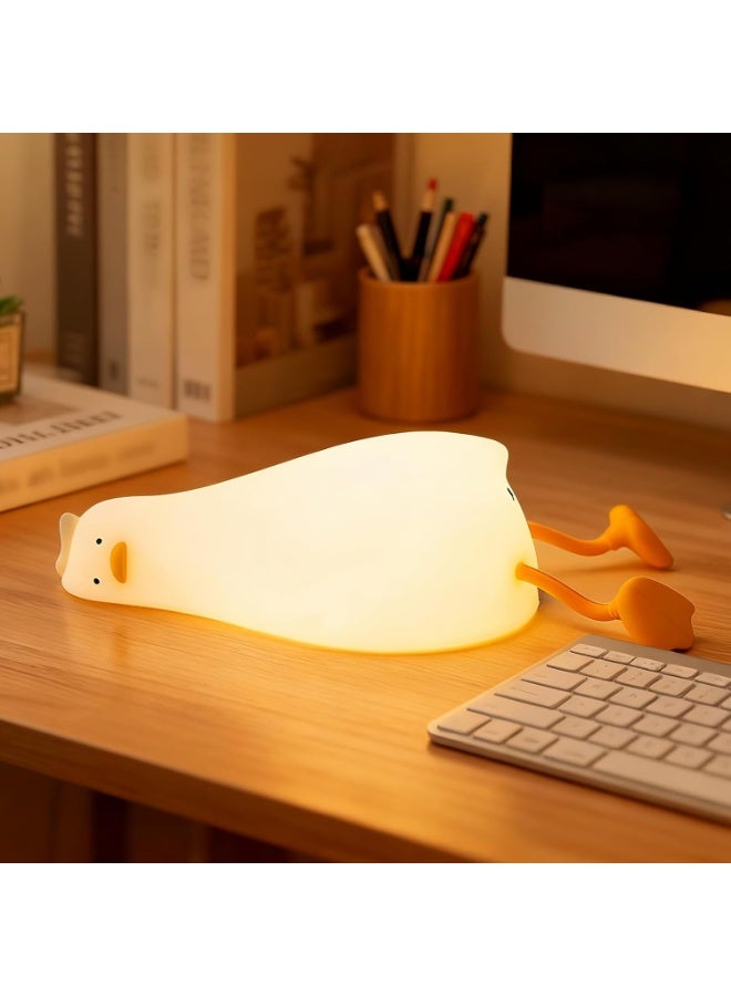 Luditek Flat Duck Night Light, 3 Level Touch Dimmable Rechargeable Beside Nursery Lamp, Squishy Kawaii Stuff Desk Dorm Room Decor, Nightlight for Breastfeeding Baby Kids Girls Gifts - Image 1