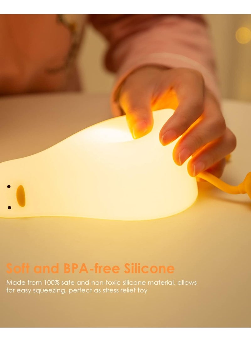 Luditek Flat Duck Night Light, 3 Level Touch Dimmable Rechargeable Beside Nursery Lamp, Squishy Kawaii Stuff Desk Dorm Room Decor, Nightlight for Breastfeeding Baby Kids Girls Gifts - Image 5