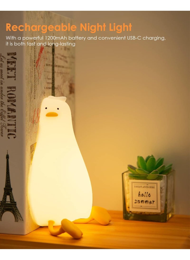 Luditek Flat Duck Night Light, 3 Level Touch Dimmable Rechargeable Beside Nursery Lamp, Squishy Kawaii Stuff Desk Dorm Room Decor, Nightlight for Breastfeeding Baby Kids Girls Gifts - Image 4