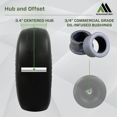 MARASTAR 00232-2PK Universal Fit Flat-Free 11x4.00-5 Tire and Wheel Assembly, Zero Turn Lawn Mower Replacement Tires, Smooth Tread, Adapter Kit included, 2 pack - Image 4