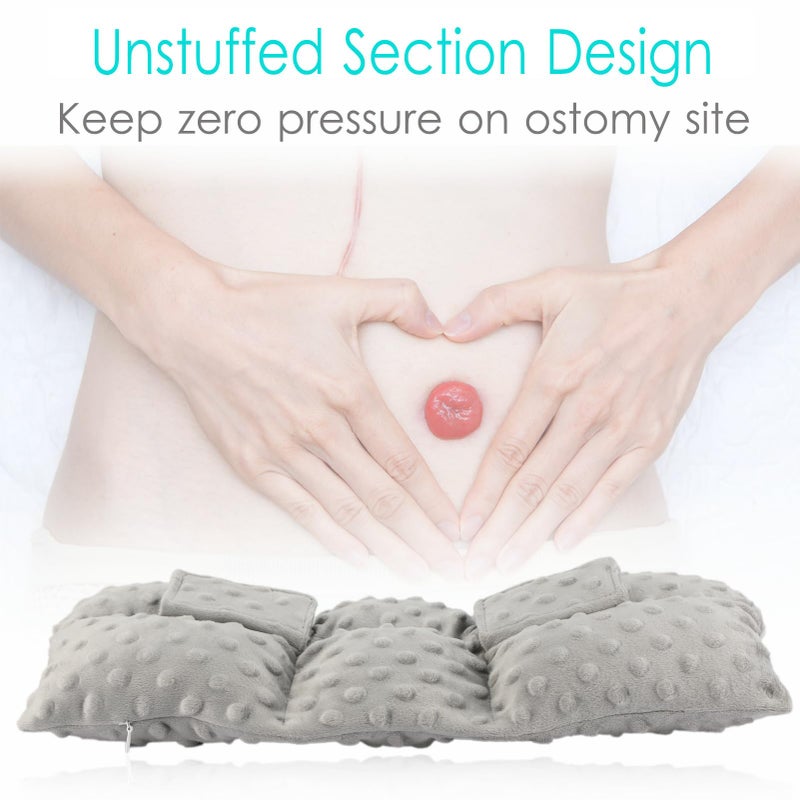 D. Cozy Ostomy Seat Belt Pillow Stoma Seatbelt Protector Ostomy Bag Cover Pillow for Driving Ileostomy Ostomy Support Pillow Urostomy Supplies Car Women Men Minky Dot Light Gray - Image 2