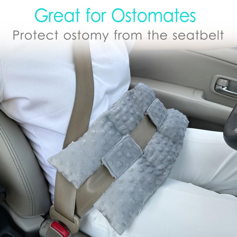 D. Cozy Ostomy Seat Belt Pillow Stoma Seatbelt Protector Ostomy Bag Cover Pillow for Driving Ileostomy Ostomy Support Pillow Urostomy Supplies Car Women Men Minky Dot Light Gray - Image 4