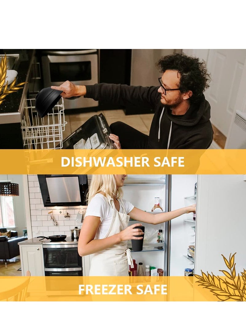 GGOOT 32 Piece Kitchen Plastic Wheat Straw Dinnerware Set, Service for 8, Dinner Plates, Dessert Plate, Cereal Bowls, Cups, Unbreakable Colorful Plastic Outdoor Camping Dishes, Black - Image 3