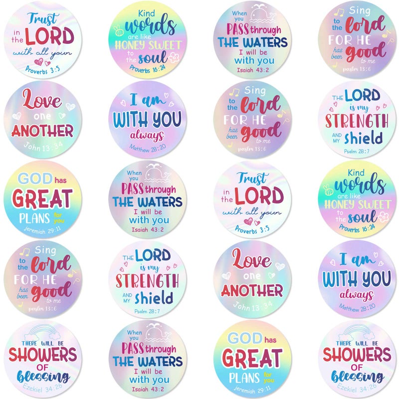 Geyee 600 Pcs Christian Religious Stickers for Kids Jesus Faith Shape Easter Stickers Catholic Child Drawn Scripture Decors for Toddler Art CraftsRainbow Style