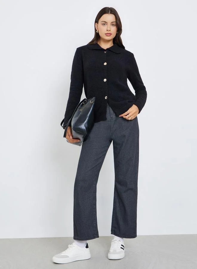 Styli Regular Fit Buttoned Chunky Knit Cardigan