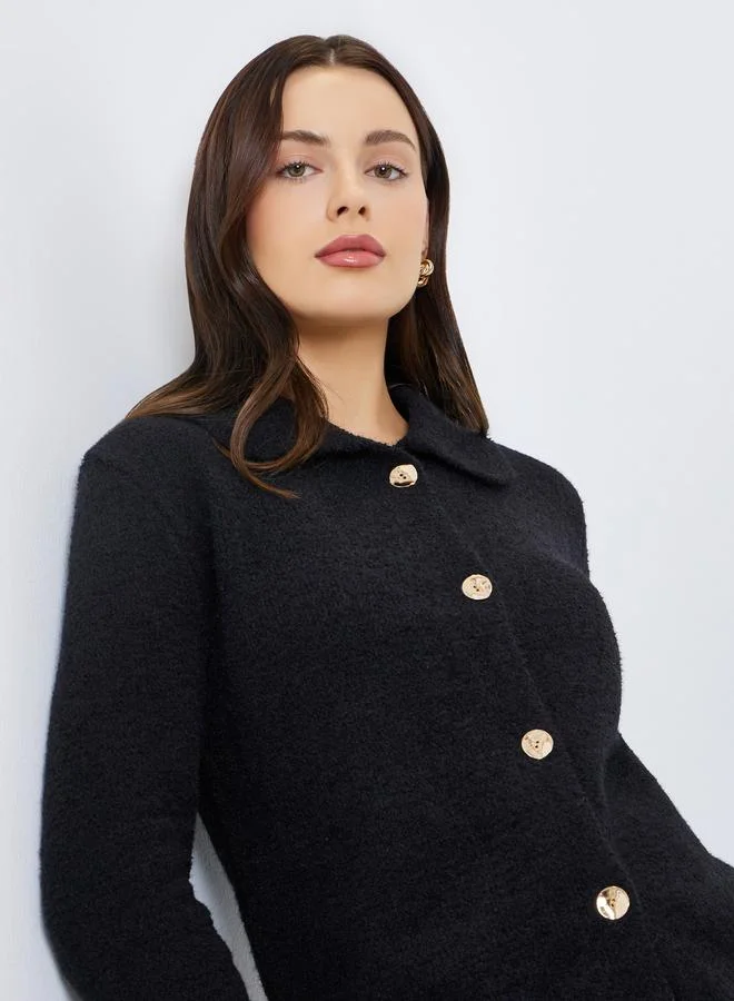Regular Fit Buttoned Chunky Knit Cardigan