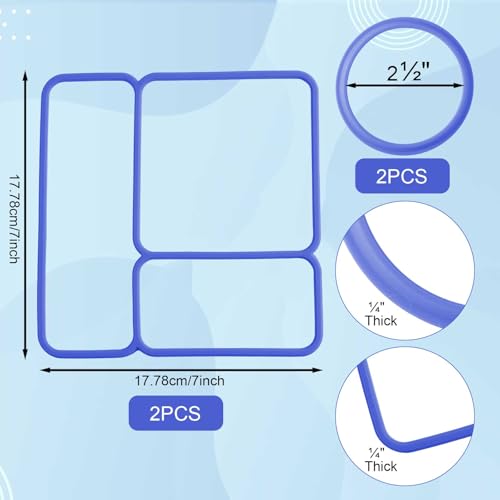 PEUTIER 2 Set Lid Seal Gasket, Exact Fit Replacement Part For Kids Bento Lunch Box With Insulated Food Container Sealing Ring for Bento Box Premium Silicone Seal Replacement Accessories (Blue) - Image 2