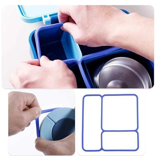 PEUTIER 2 Set Lid Seal Gasket, Exact Fit Replacement Part For Kids Bento Lunch Box With Insulated Food Container Sealing Ring for Bento Box Premium Silicone Seal Replacement Accessories (Blue) - Image 5