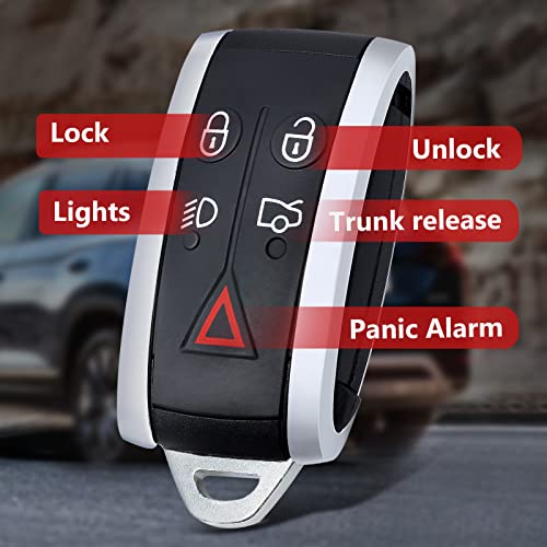 Aichiyu Keyless Entry Smart Remote Key Fob Replacement for Jaguar XF XFR XJ8 XK XK8 XKR 2007 2008 2009 2010 2011 2012 2013 2014 2015 FCC ID: KR55WK49244 KR55WK45694 315Mhz PCF7953 Chip - Image 2
