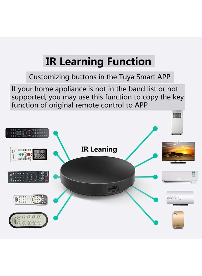 Smart Wifi Universal Smartphone Remote  –  IR (Infrared) and RF (Radio Frequency, covering RF315 and RF433) technologiesType-C Adapter for TV, AC, and Smart Devices, Compatible with Alexa and Google Home Siri Voice Control Infrared Remote Control