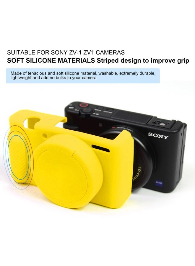 Easy Hood Camera Case for Sony ZV-1 Camera Removable Lens Cover,Anti-Scratch Silicone Soft Camera Case Compatible with Sony ZV-1 ZV1 Camera(Yellow) - Image 2
