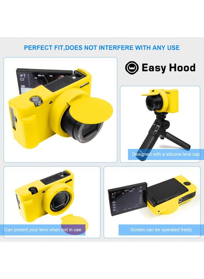 Easy Hood Camera Case for Sony ZV-1 Camera Removable Lens Cover,Anti-Scratch Silicone Soft Camera Case Compatible with Sony ZV-1 ZV1 Camera(Yellow) - Image 5