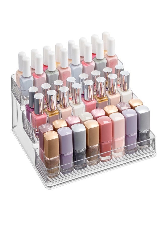 iDesign Nail Polish Organizer, Holds up to 30 Bottles, Compact 3-Tier Clear Display Stand for Countertop - Image 1