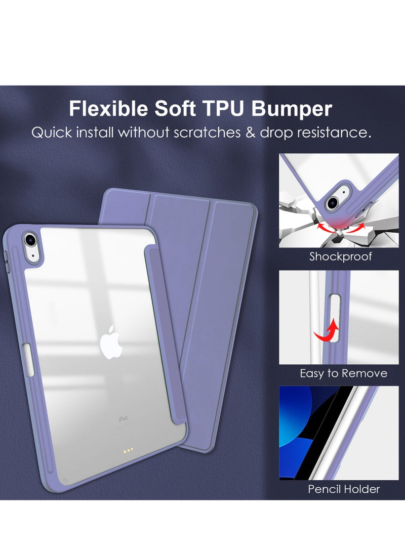 Case for iPad air 13 inch M2 2024/iPad air 13 inch M3 2025/iPad Pro 12.9-Inch (2022/2021/2020/2018) with Pencil Holder Lens protector, Clear Transparent Back Shell Slim Stand Shockproof Tablet Cover , Auto Wake/Sleep - Image 2