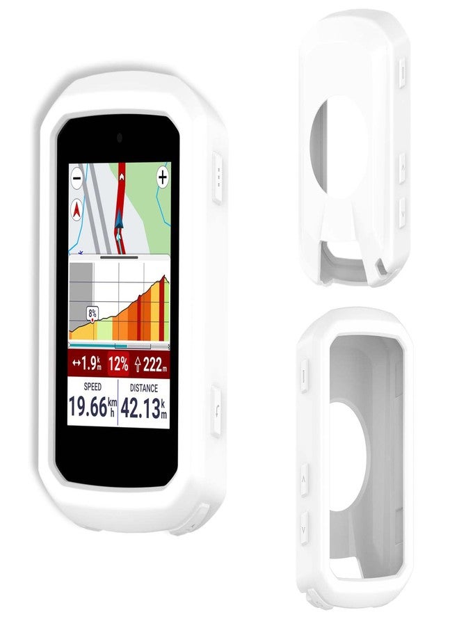 NOUKAJU جراب حماية سيليكون من NOUKAJU لجهاز Garmin Edge 850، مقاوم للسقوط والخدوش والصدمات، غطاء واقٍ لجهاز Garmin Edge 850 الخاص بدراجات الدراجات (أبيض) - Image 1