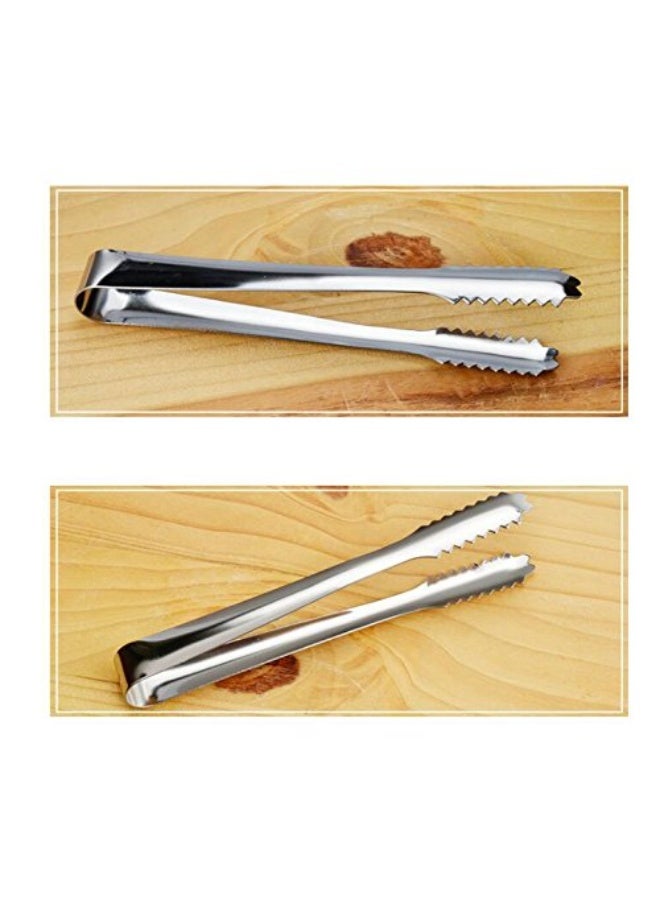 UPSTORE 3PCS Silver 7inch Stainless Steel Kitchen Tongs Utensils Food Tongs Heavy Duty Serving Appetizers Clipping Toast Bread Grilling Buffet Ice Pastry Sandwich Barbecue for Tea Party Coffee Bar Kitchen - Image 3