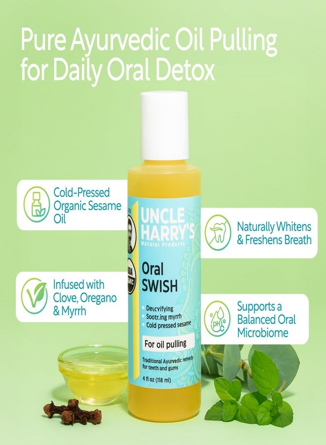 Uncle Harry's Certified Organic Oral Swish for Ayurvedic Oil Pulling | Sesame Oil, Oregano, & Clove | Whitening Mouthwash Treatment for Healthy Teeth & Gums (4 oz - Image 3