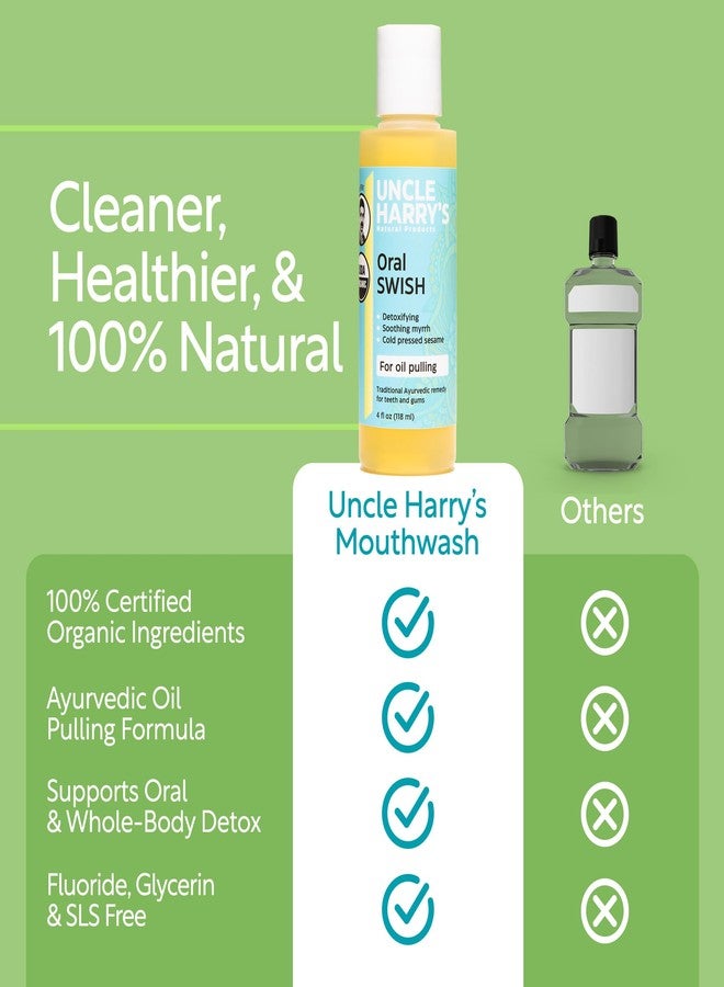 Uncle Harry's Certified Organic Oral Swish for Ayurvedic Oil Pulling | Sesame Oil, Oregano, & Clove | Whitening Mouthwash Treatment for Healthy Teeth & Gums (4 oz - Image 5