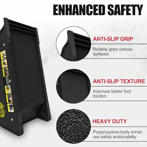 Mogseek Stable Platform Ladder Leveler - Ladder Levelers for Extension Ladders with Storage for Uneven Surfaces (Black, Upgraded Heavy-Duty Plastic) - Image 3