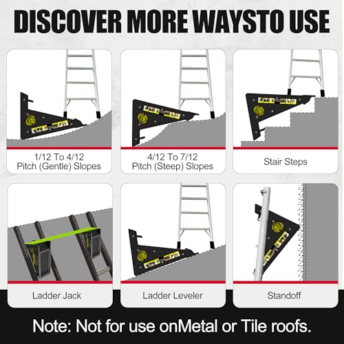 Mogseek Stable Platform Ladder Leveler - Ladder Levelers for Extension Ladders with Storage for Uneven Surfaces (Black, Upgraded Heavy-Duty Plastic) - Image 4