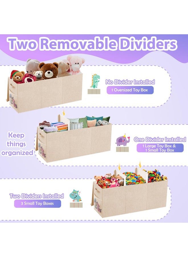 Rocamdo Extra Large Toy Box, Collapsible Storage Bins with Lids, Toy Storage Organizer Toddler Bin Boxes for Kids, Boys, Girls, 40"x14"x16"Toy Chest Baskets for Nursery, Living Room, Playroom, Bedroom, Beige - Image 3