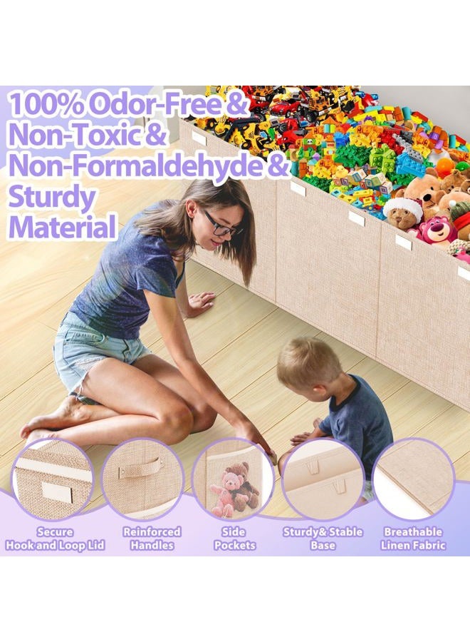 Rocamdo Extra Large Toy Box, Collapsible Storage Bins with Lids, Toy Storage Organizer Toddler Bin Boxes for Kids, Boys, Girls, 40"x14"x16"Toy Chest Baskets for Nursery, Living Room, Playroom, Bedroom, Beige - Image 5