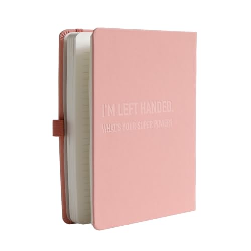 Urby Left Handed Journal w. Leather Cover. The Lefty Stuff Series. College Ruled Left Handed Notebooks, 200 Pages, 80GSM Premium Paper. US Half Letter Size. 8.25x5.5in. Light Pink - Image 1