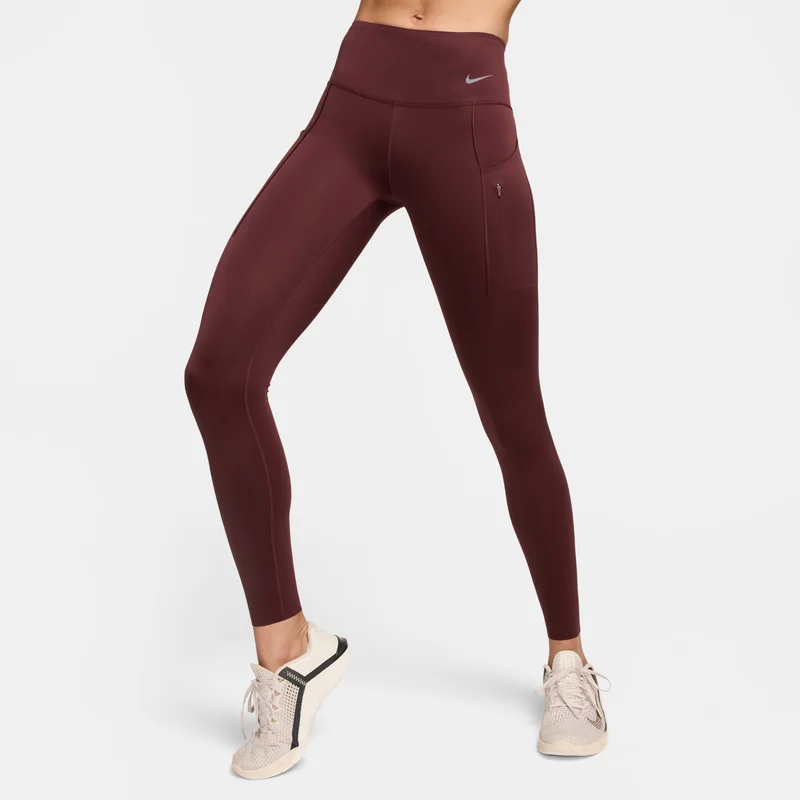 Nike burgundy Women's Go Firm-Support Mid-Rise Full-Length Leggings for Women | Best Price UAE