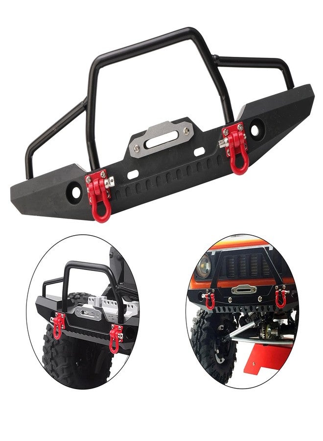 Rchobbytop 1/10 RC Metal Front and Rear Bumper Combo W/LED Lights Tow Shackles Winch Mount Seat Trailer Hitch for TRX4 SCX10 II 90046 Rock Crawler Truck - Image 5