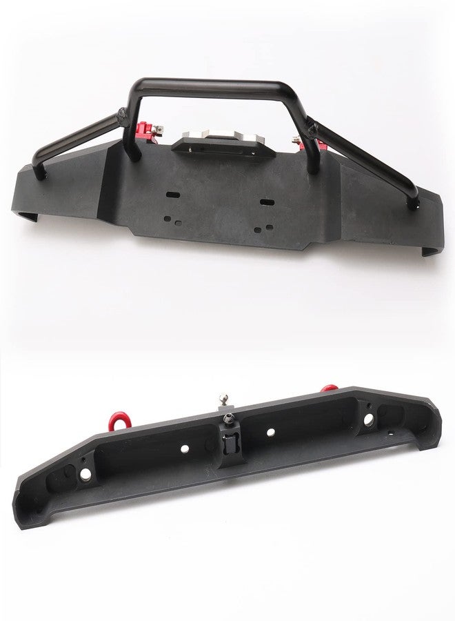 Rchobbytop 1/10 RC Metal Front and Rear Bumper Combo W/LED Lights Tow Shackles Winch Mount Seat Trailer Hitch for TRX4 SCX10 II 90046 Rock Crawler Truck - Image 3