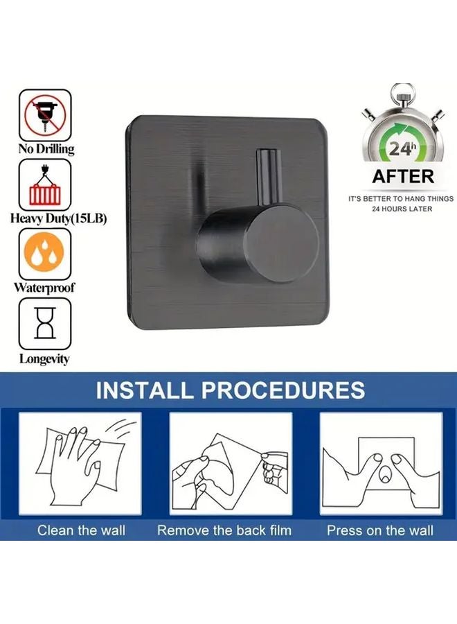 خطافات المناشف الذاتية اللاصقة باللون الذهبي المقاومة للماء لجدران الحمام، مصنوعة من الفولاذ المقاوم للصدأ متين - Image 5