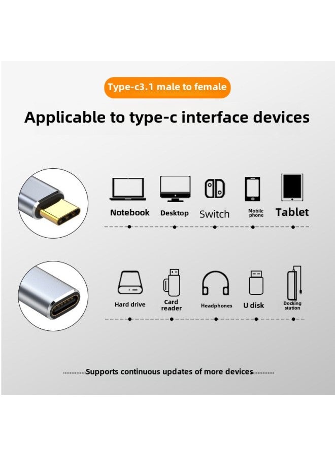 Typec3.1 Extension Cord Male To Female Usb3.2otg Extension Data Cable Pd Mobile Phone Charging Cable Extension Interface-color:Black 3.1C To C Female 【braided Reinforcement】-Cord Length:0.5m - Image 4