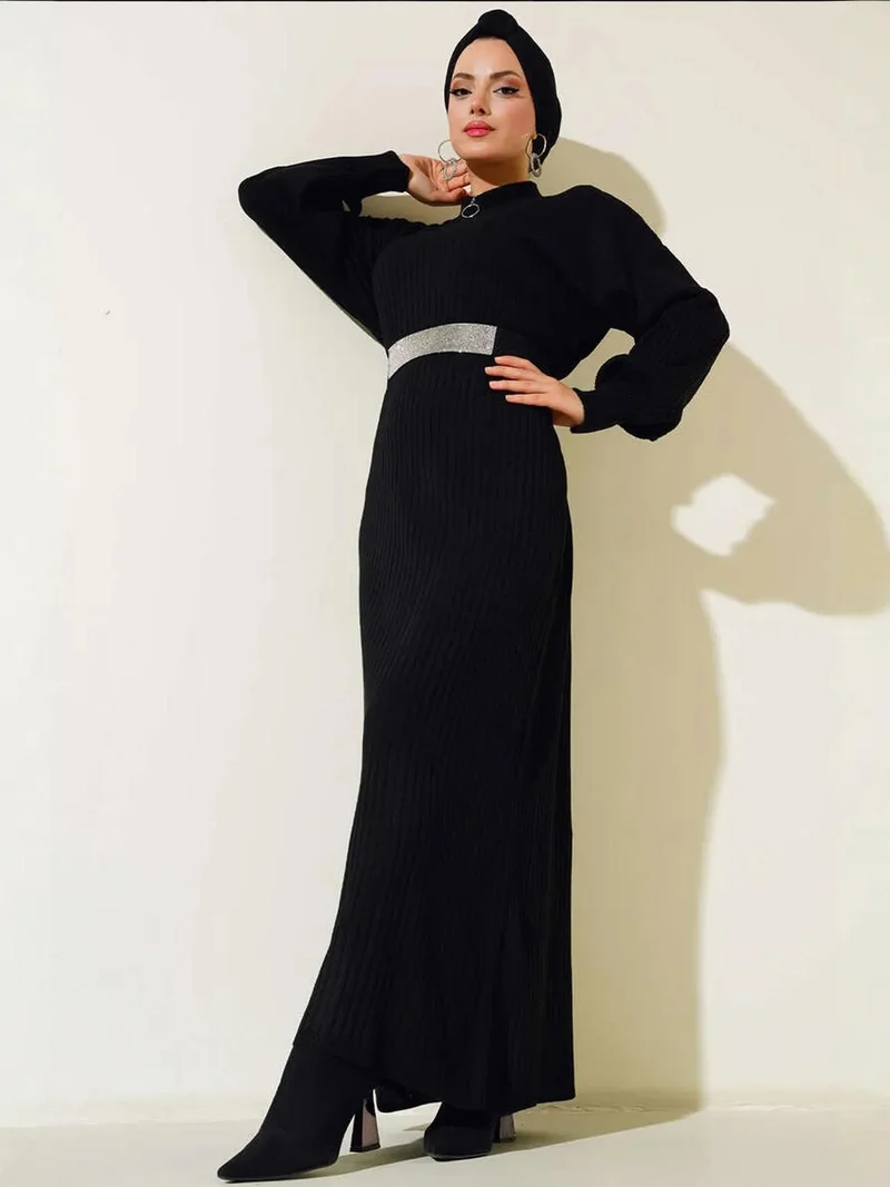 بيغ دارت BDART Maxi Turtleneck Ribbed Knit Dress
