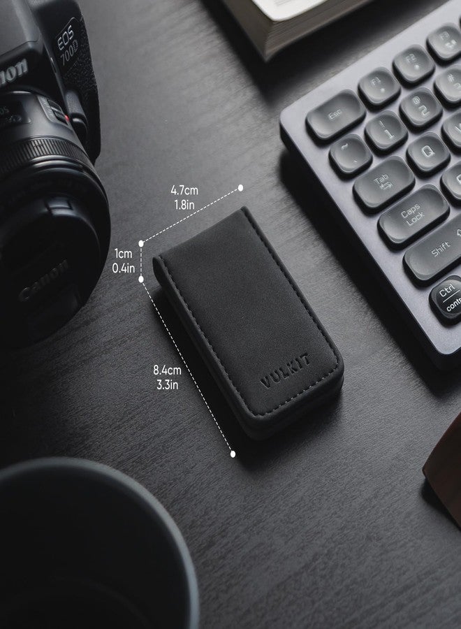 فولكيت مشبك نقود مغناطيسي من فولكيت، حامل نقود جلدي بتصميم بسيط، يتسع لما يصل إلى 15 ورقة نقدية - Image 5