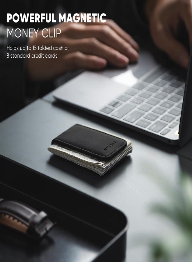 فولكيت مشبك نقود مغناطيسي من فولكيت، حامل نقود جلدي بتصميم بسيط، يتسع لما يصل إلى 15 ورقة نقدية - Image 2