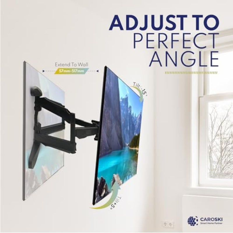 Full Motion TV Wall Mount for 40-85 Inch LED, LCD, OLED and Smart TVs Heavy Duty Double Arm TV Bracket Tilt +5°/-15°, Swivel 180°, Extends 57-517mm Max VESA 600x400mm Supports Up to 50kg - Image 3
