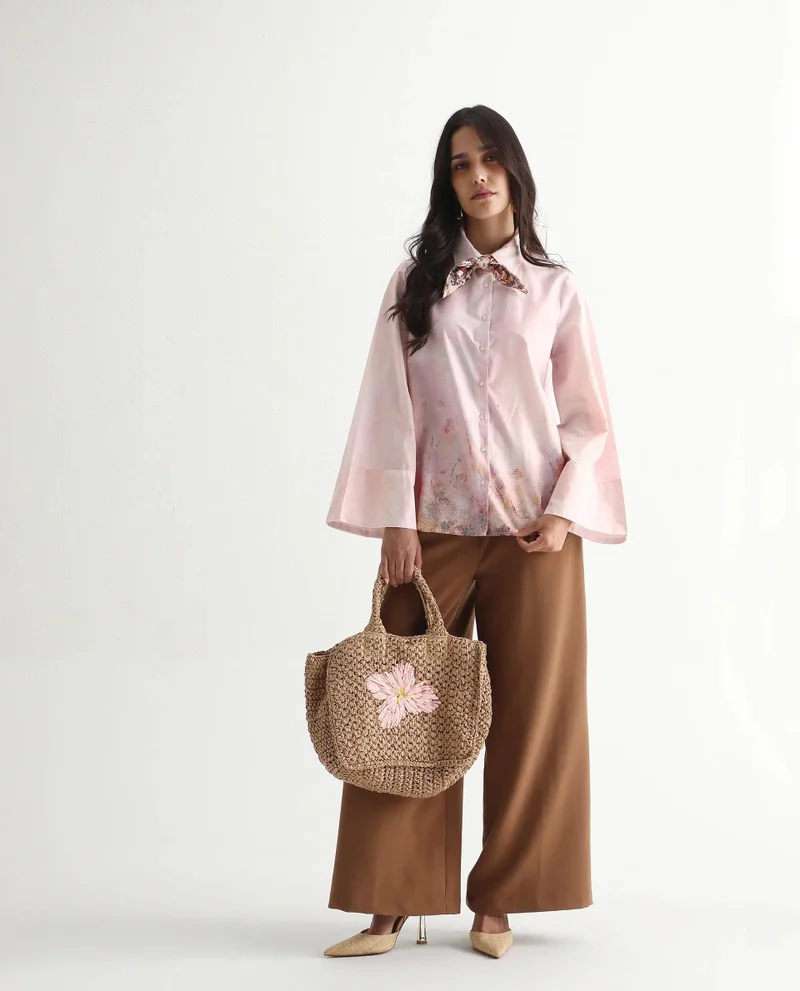 Rareism Women's Regular Fit Shirt With Bell Sleeves