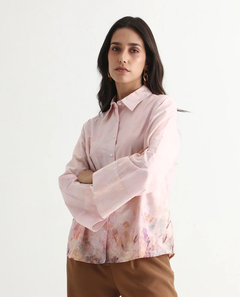 Rareism Women's Regular Fit Shirt With Bell Sleeves