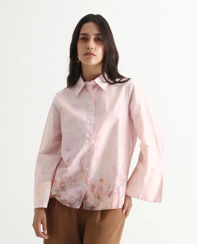 Rareism Women's Regular Fit Shirt With Bell Sleeves