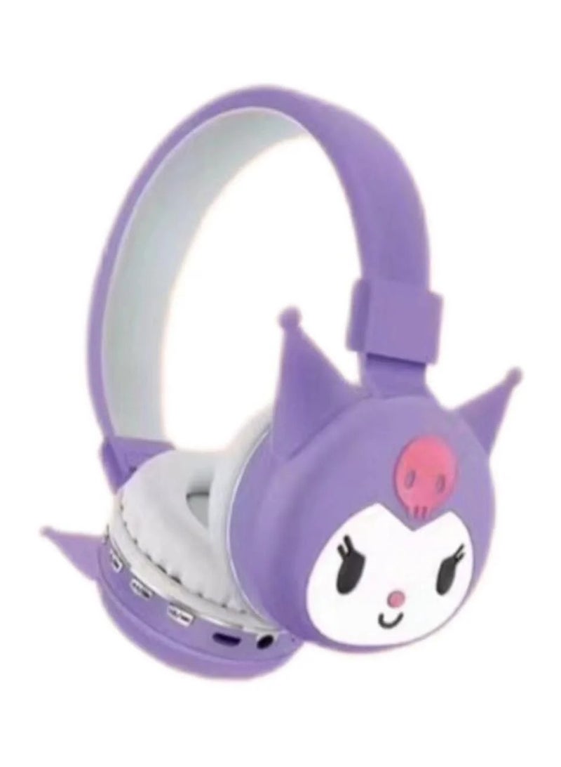 Kuromi Style Wireless Bluetooth Headphones for Kids Foldable Headphones for Children Noise Reduction; Suitable for Children's Stereo Headphones for TF Cards, Mobile Phones, Tablets