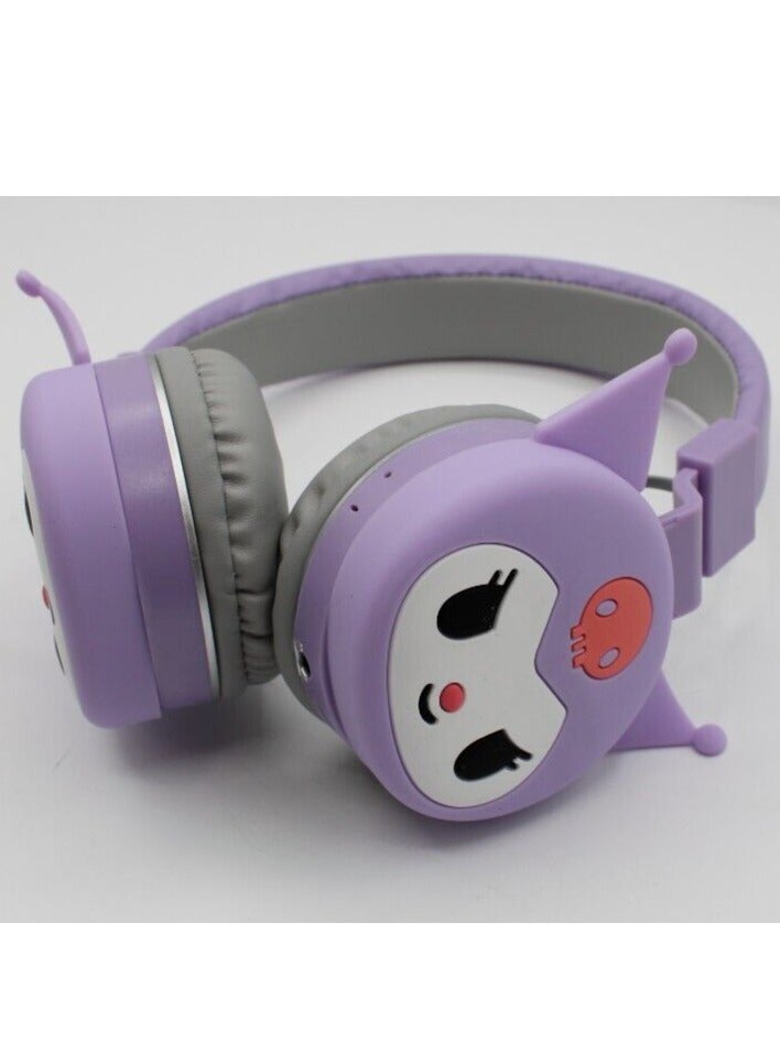 Kuromi Style Wireless Bluetooth Headphones for Kids Foldable Headphones for Children Noise Reduction; Suitable for Children's Stereo Headphones for TF Cards, Mobile Phones, Tablets