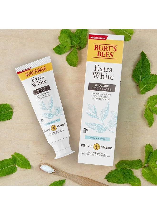 Burt's Bees - Extra White Toothpaste, Fluoride Toothpaste, Natural Flavor, Mountain Mint, 4.7 Oz, Pack Of 3 - Image 1
