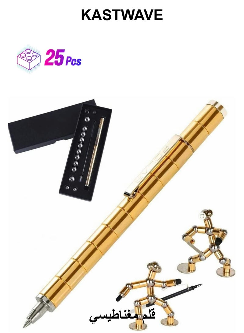 KASTWAVE Magnetic Toy Pen, Magnetic Fidget Pen Decompression Magnetic Metal Pen Multifunction Writing Magnet Ballpoint Pen Eliminate Pressure Fidget Gadgets Pen Gift for Kids or Friends (Gold) - Image 1